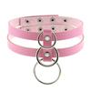 DIEZI Harajuku Bowknot Ball Heart Circel Rivet Flower Choker Necklace Torques Women Men Gothic Pink PU Leather Necklace Jewelry