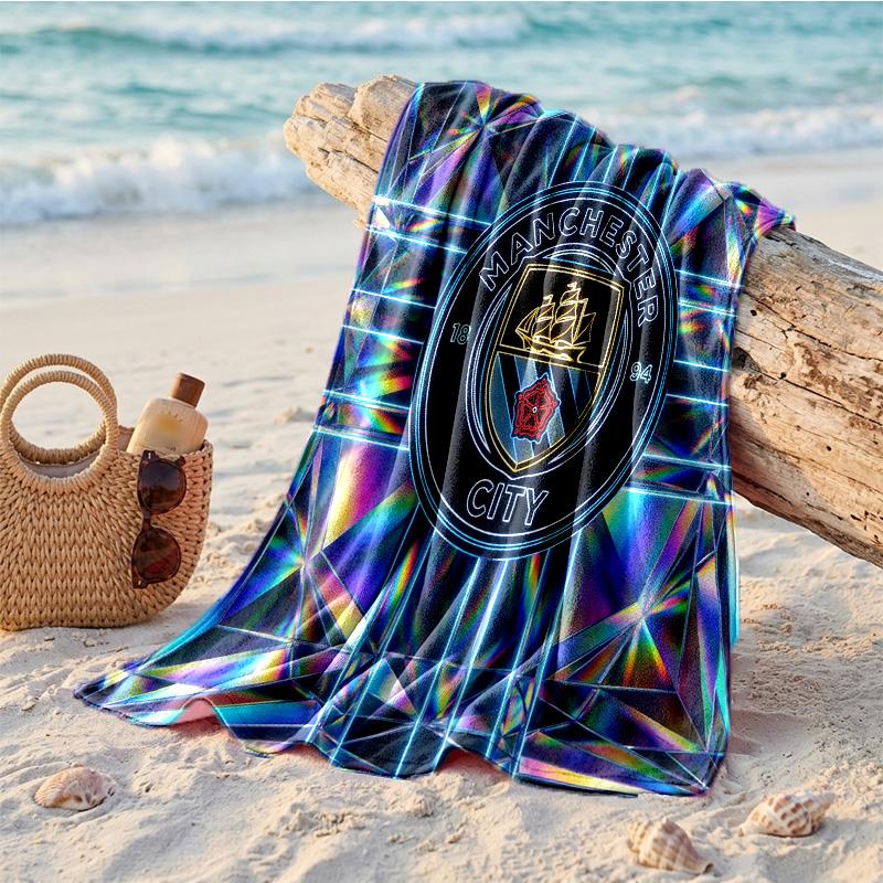 Asciugamano da Spiaggia in Microfibra con Stampa Manchester City Asciugatura Rapida Assorbente Grande Asciugamano per Spiaggia Nuoto Viaggio