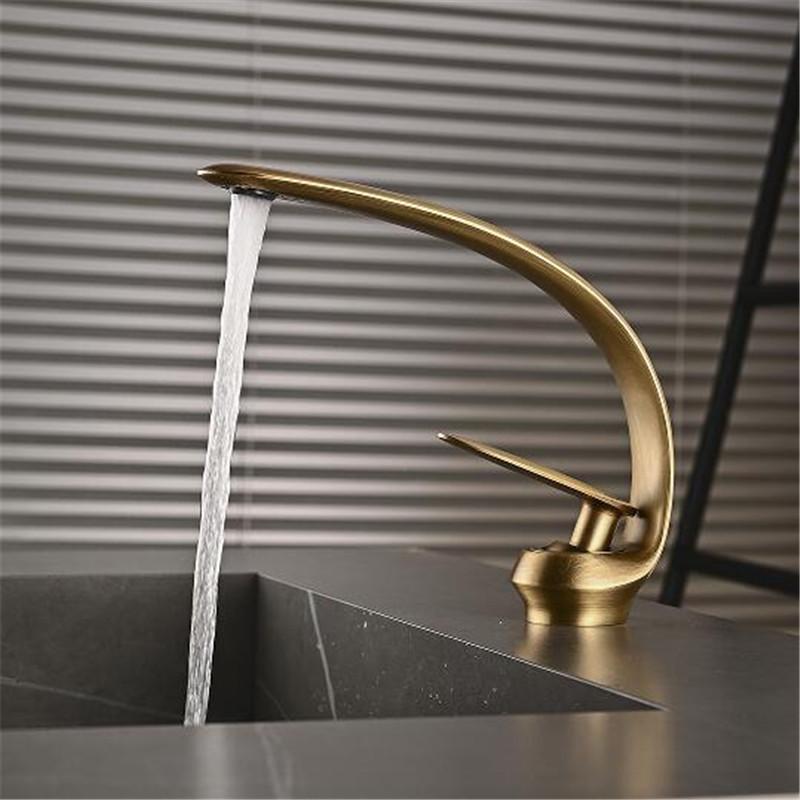 Tuqiu Antique Bathroom Faucet White Sink Mixer Tap Brass Hot Cold Brush Gold Wash Basin Faucet Single Handle Crane For Bathroom