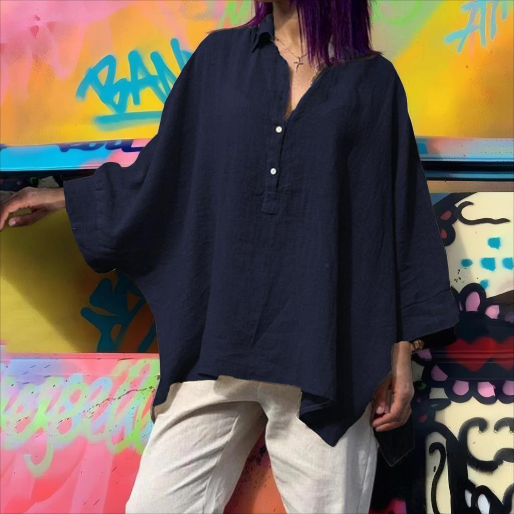 Women's Batsuit Loose Cotton and Linen Tops Casual Women's Plus Size Women's Clothing