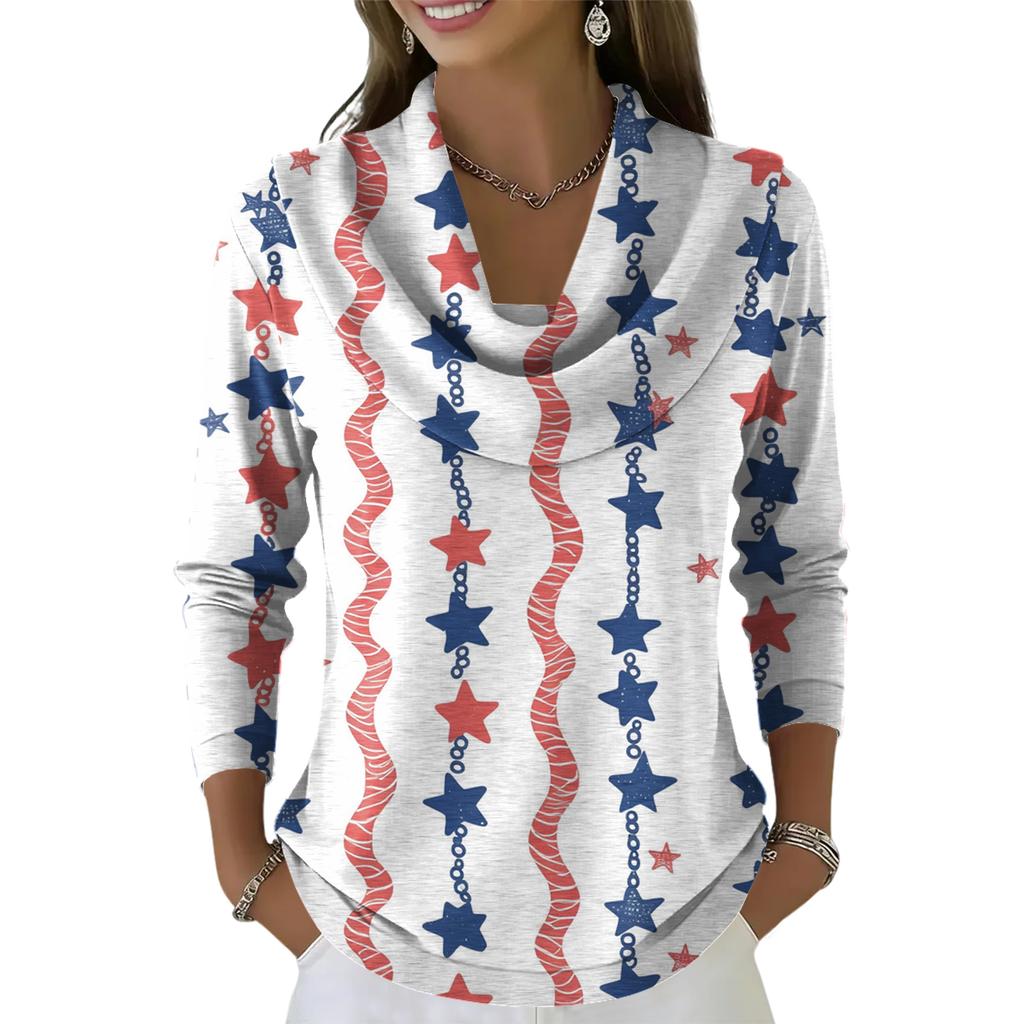 Women's Casual And Fashionable Round Neck Long Sleeved Printed Top Sweater