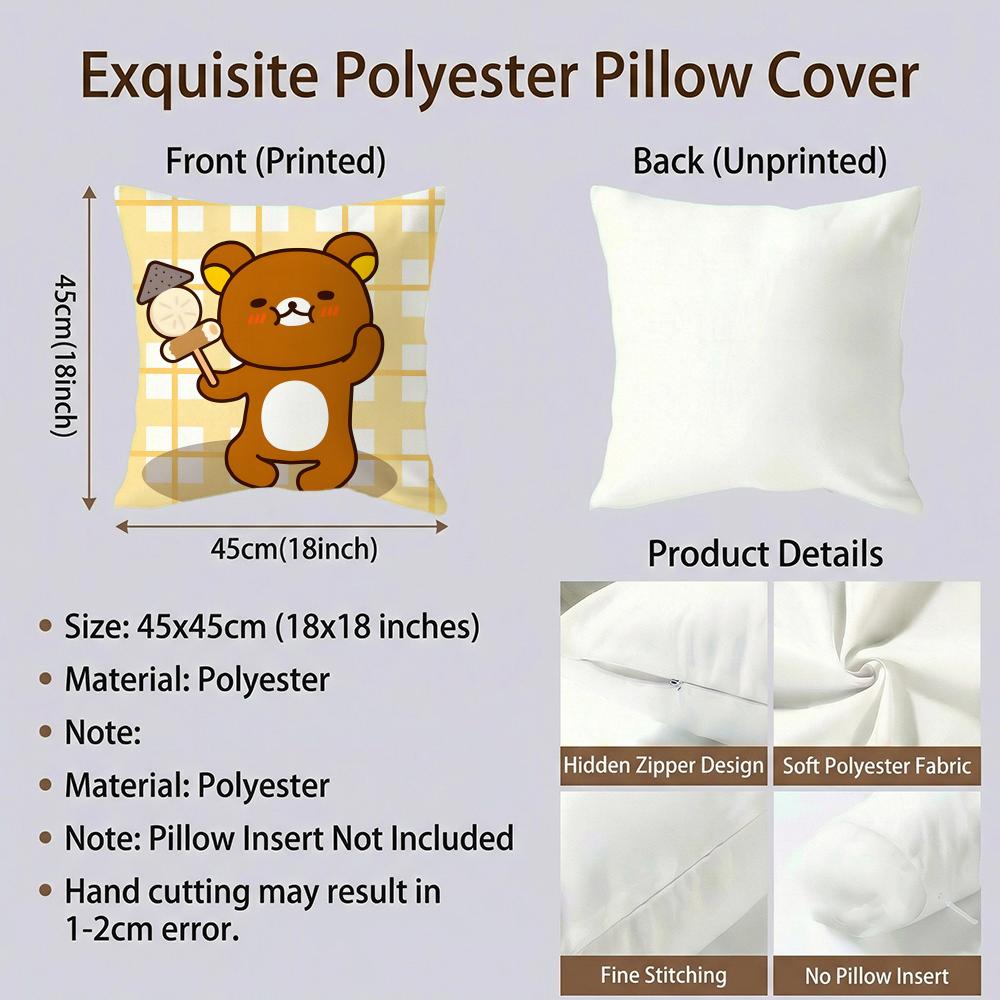 Cute Rilakkuma Cushion Cover Cushion Cover Set 4Pcs 50X50 45X45 40X40 Pillowcase Decorative Sofa Home Decor