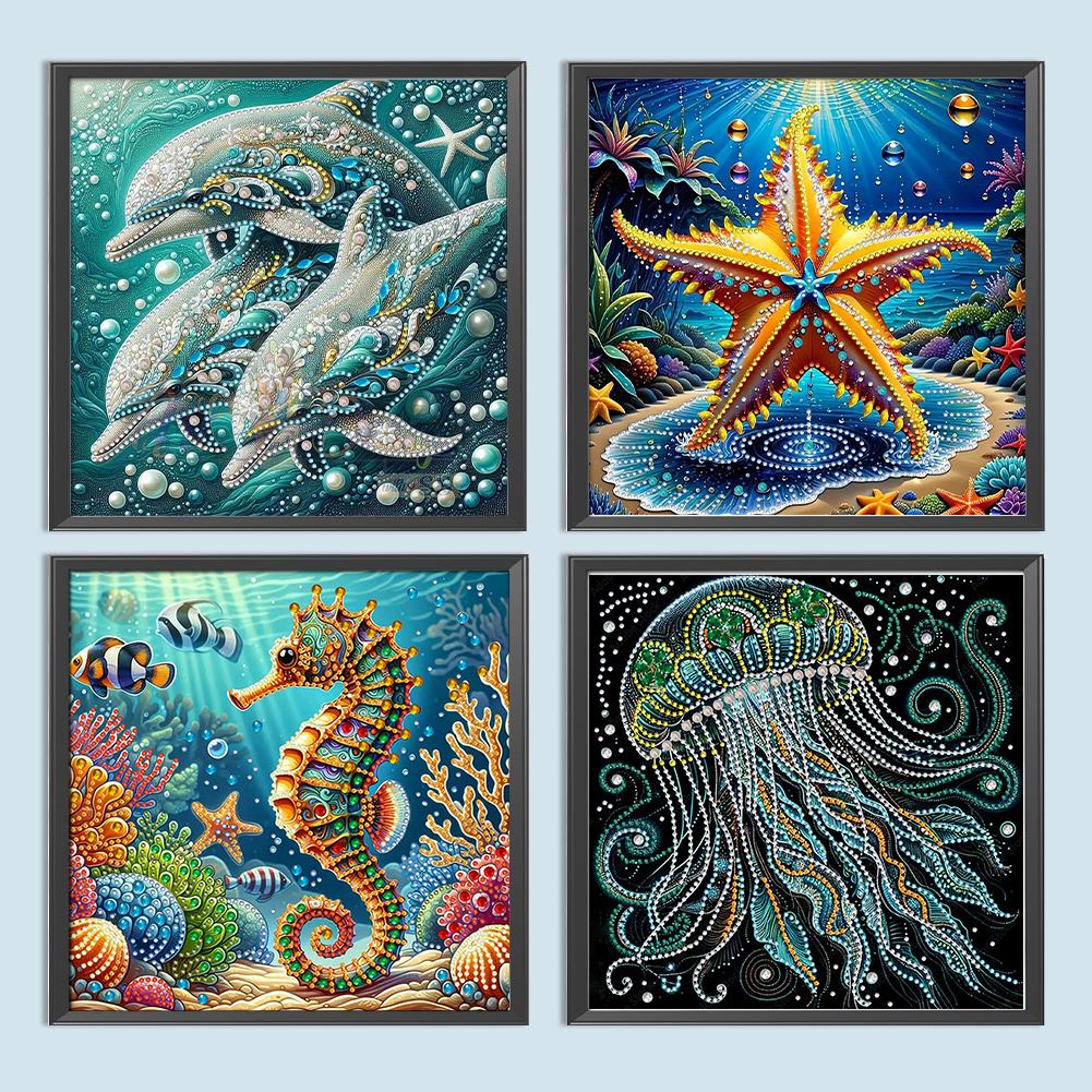 5D DIY Partial Special Shaped Drill Diamond Painting Kit Marine Animals Decor