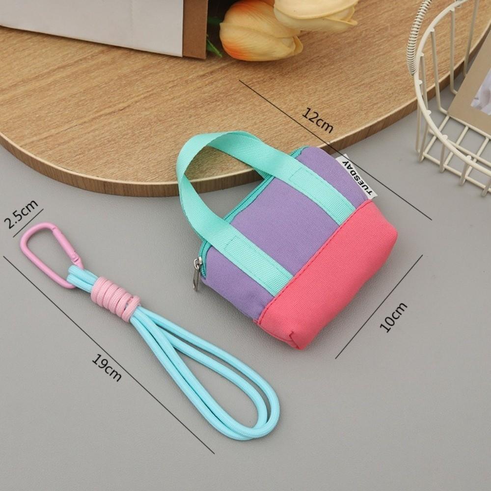 New Mini Coin Purse Canvas with Wristband Earphone Case Dopaamine Pink Cable Protective Cover