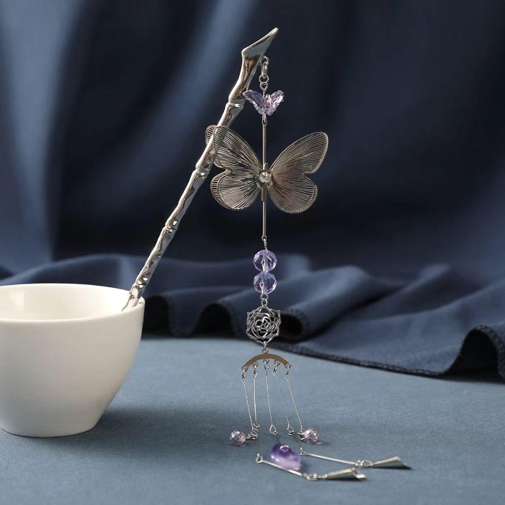 Flower Butterfly Hair Stick Tassel Hanfu Hairpin Exquisite Ancient Style Hair Fork  Ladies