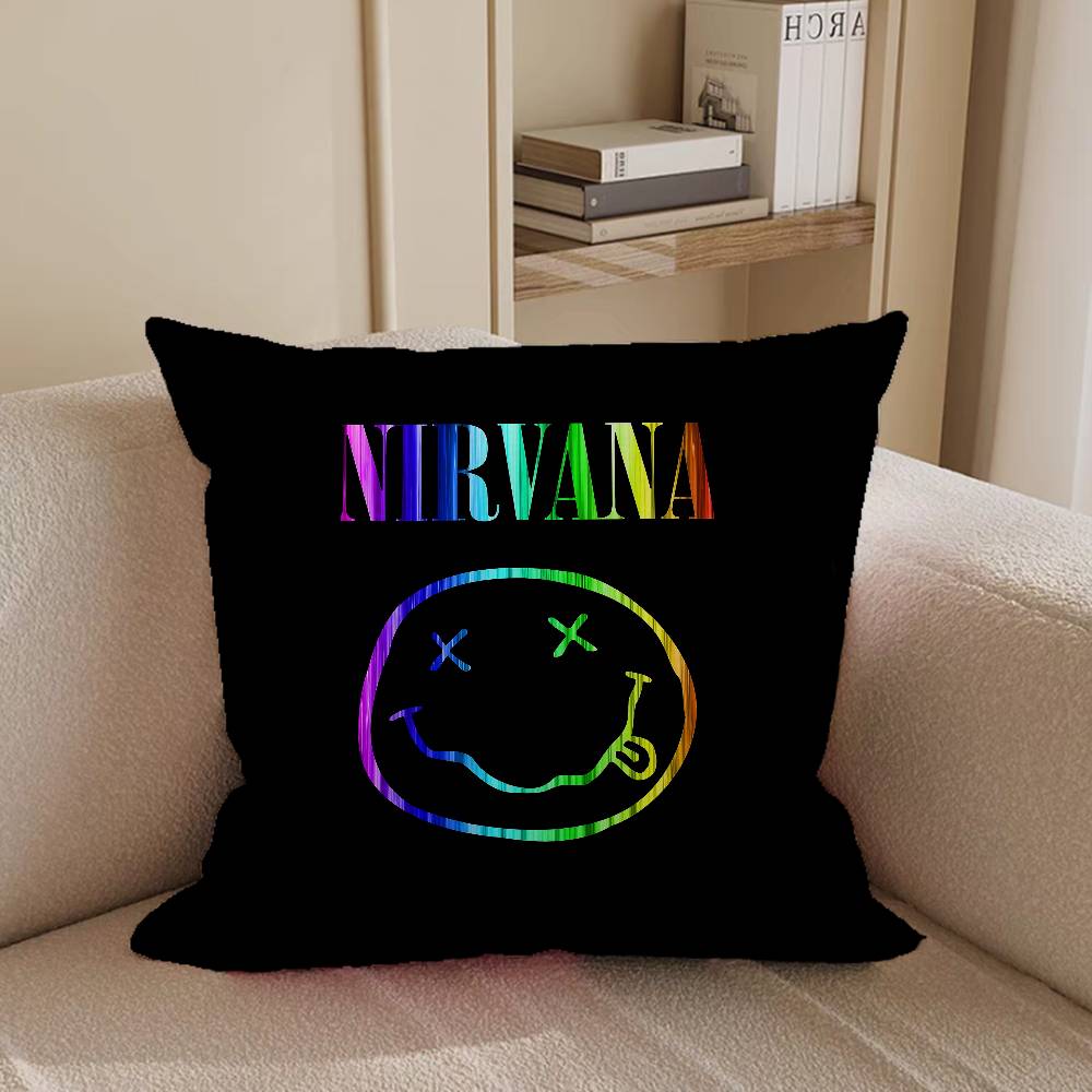 N-NirvanaS Logo Decorative Room Aesthetics Pillow Case Home Decor Bedroom Sofa Bed Couch Pillow Cover 45x45