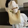 Modehandgefertigte Tasche mit großem Fassungsvermögen Frühling und Sommer Damen vielseitige Schultertasche Stroh gewebte Tragetasche