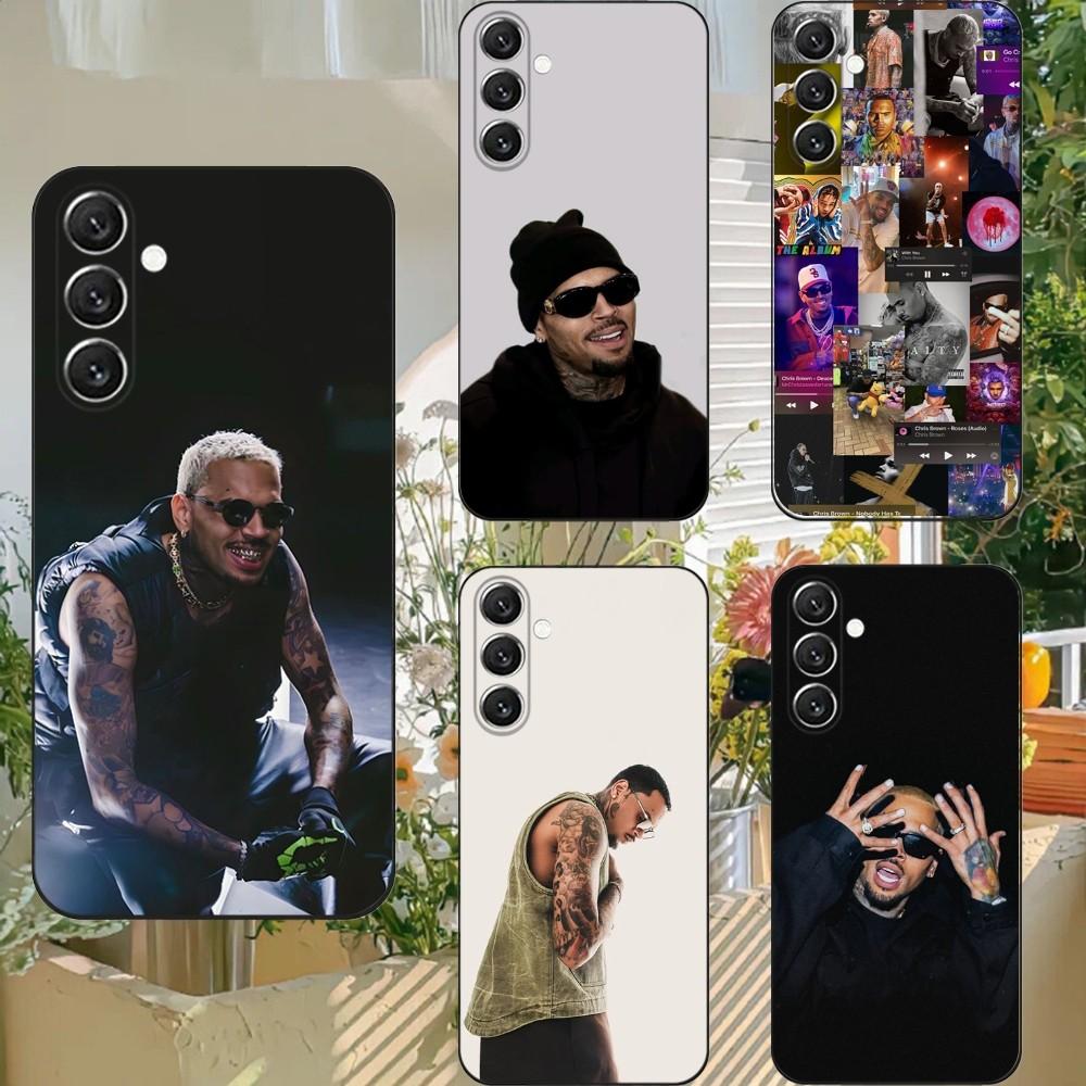 Etui Na Telefon Z Rapem C- Chris Brown Dla Samsung S25,S24,S21,S22,S23,S30,Ultra,S20,Plus,Fe,Lite,Note,10,9,5G Czarne Pokrowiec