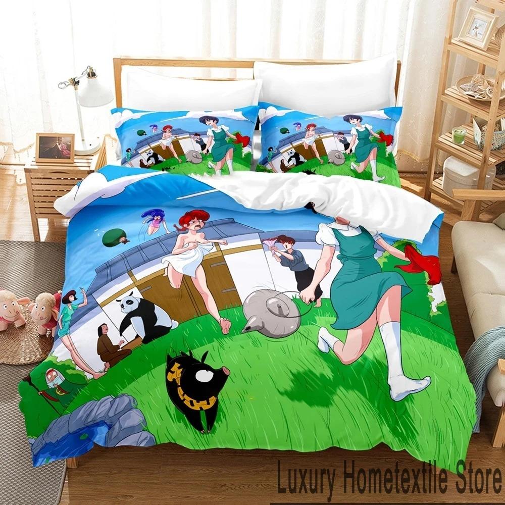 

Stylish Cozy 3D Print Anime Ranma 12 Boys Girls Size Bed Adult Home Textileextile Twin Queen King Quilt Comforter (quilt)-EU Single(135*200cm)3pcs