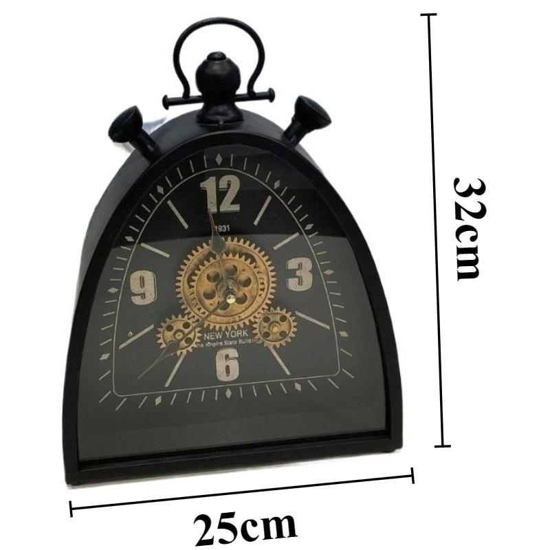 Antique Table Clock Retro Metal Silent Desktop Clocks Desk Clock with Rotating Gear Living Room Decoration and Accessories