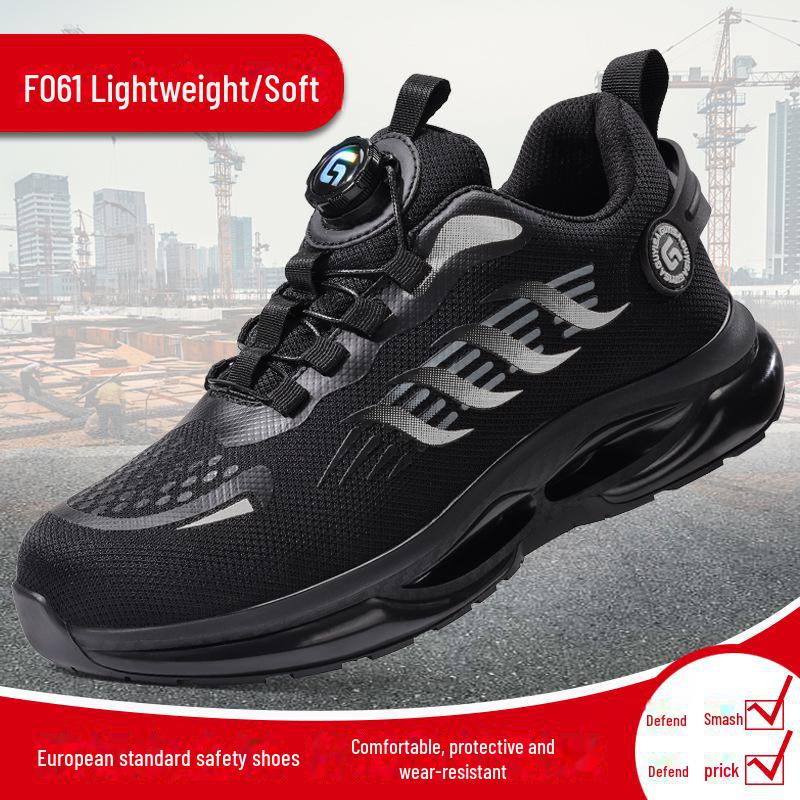 Pantofi de siguranță pentru bărbați ușori cu vârf de oțel - design anti-zdrobire, anti-punctură, cu cataramă rotativă pentru lucrări de construcții de toamnă/iarnă