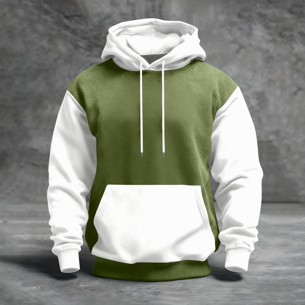 Men's Color Blocked Hooded Sweatshirt With Pockets Casual And Comfortable