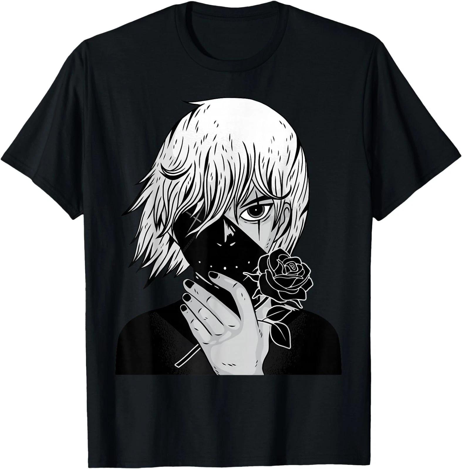 Alt Aesthetic - Black Roses - Manga - Anime - Vaporwave T-Shirt XL