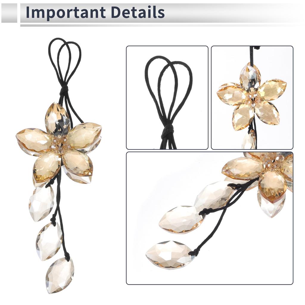RATCHROLL 1pcs Artificial Crystal Tassel Flower Car Rear View Mirror Pendant Accessories Car Hanging Ornament Champagne