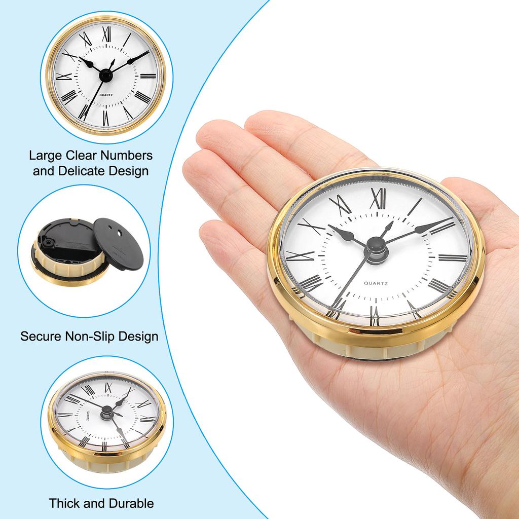 Uxcell Quartz Clock Insert Round Quartz Movement Miniature Clock Fit 78mm/61mmDiameter Hole for Replacement Home 1/2 Pcs