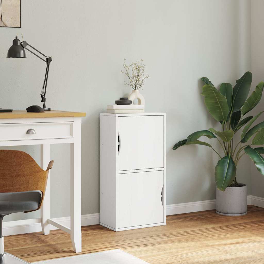 Side Cabinet ODDA White 40x24x79 Cm Solid Pine Wood