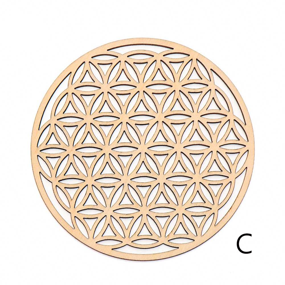 1pc Flower of Life Basswood Coaster Placemats Laser Cut Non-slip Carved Coaster Wood Round Cup Pad Table Mat Art Home Decor