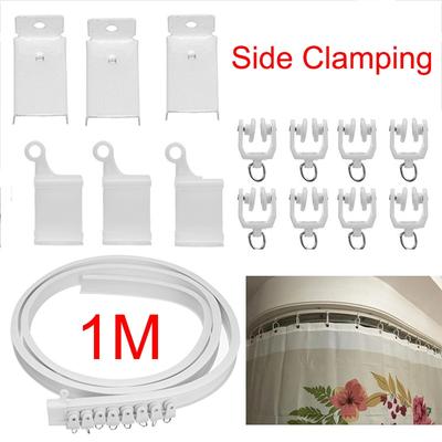 Curtain Rail Side Clamping Visible Track Curtains Accessories Plastic Bendable Rod Rail White Modern Style