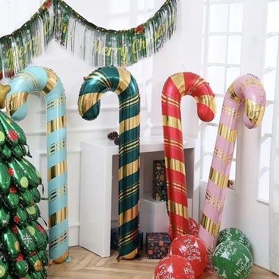 Christmas Cane Balloon Christmas Decor For Home 2024 Xmas Hanging Pendant Aluminum Foil Balloon Navidad Natal Noel New Year 2025
