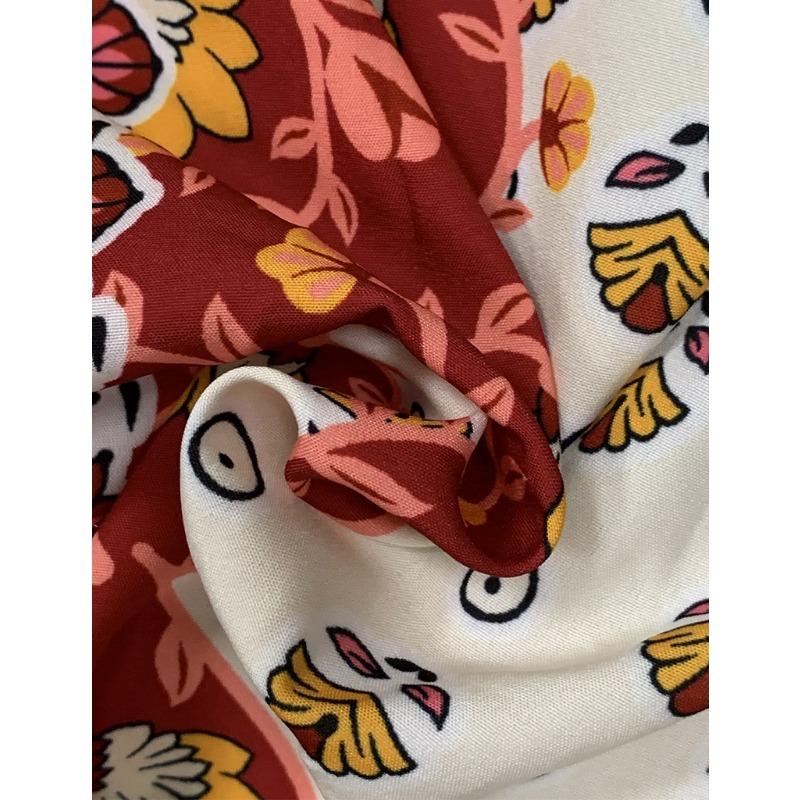 Spring and Autumn Women Dress Fashion Printed Bohemian Long Shirt Dresses