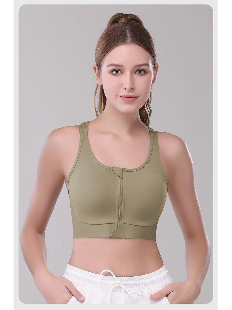 Women's High-Impact Shockproof Plus Size Sports Bra with Front Zipper for Yoga and Running