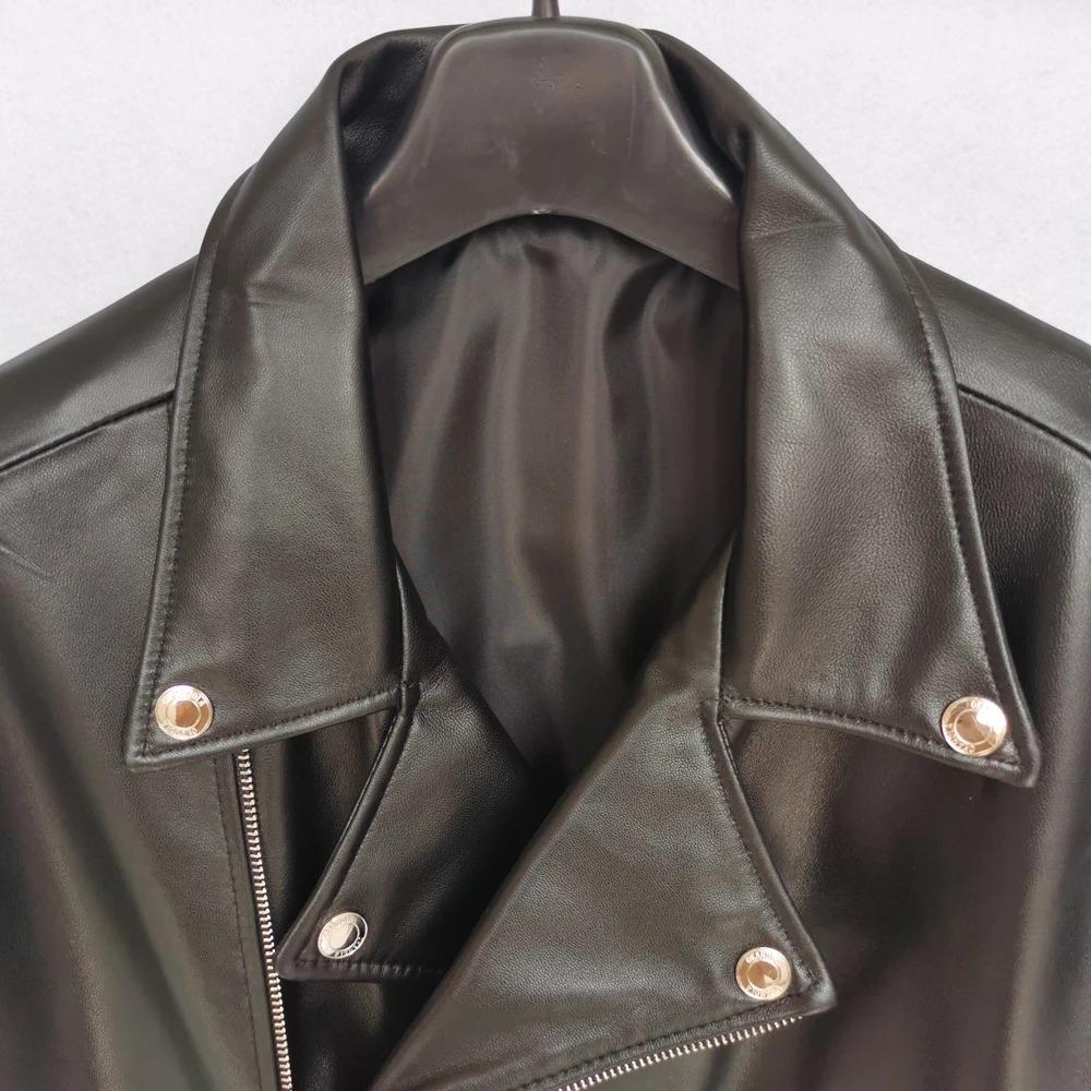 Maplesteed Loose Women Genuine Leather Jacket OVERSIZE Soft 100% Natural Sheepskin Drop-Shoudler Narrow Waist