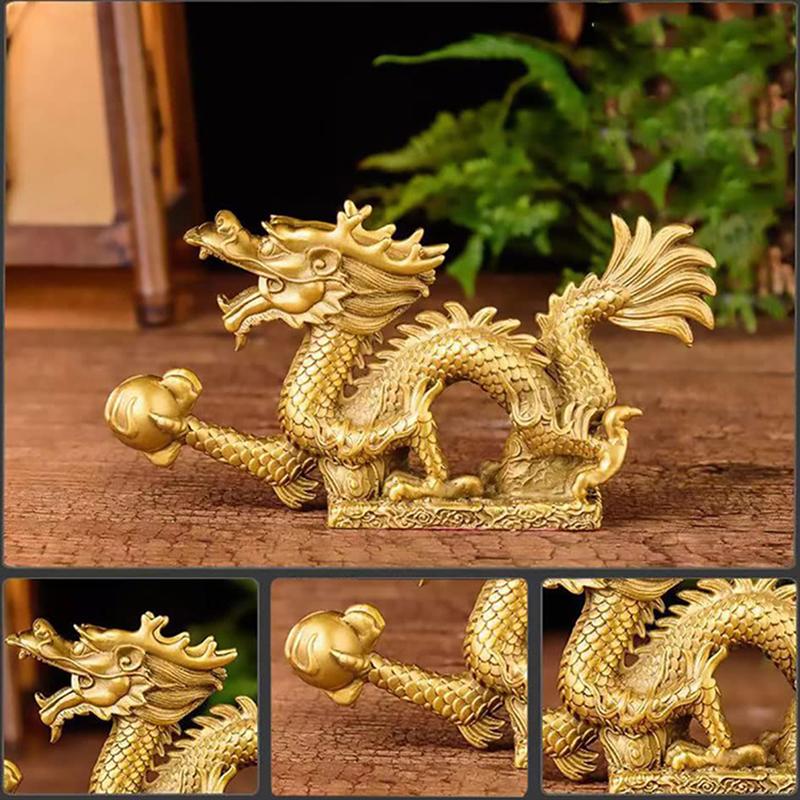 Chinese Lucky Dragon Resin Decor Auspicious Money Dragon Statuette Sculpture Home Living Room Bedroom Office Figurines