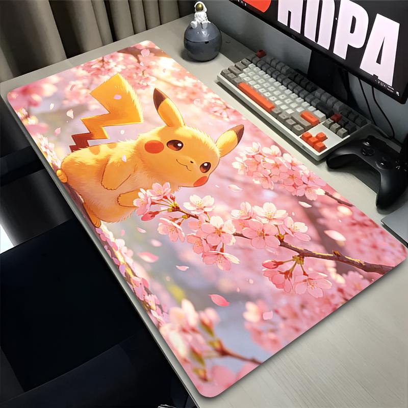 Mouse Pad Pastel Pink Sakura Pikachu Computer Gamer Keyboard Pad Kawaii  Gaming Accessories Gamer for Esports Mousepad