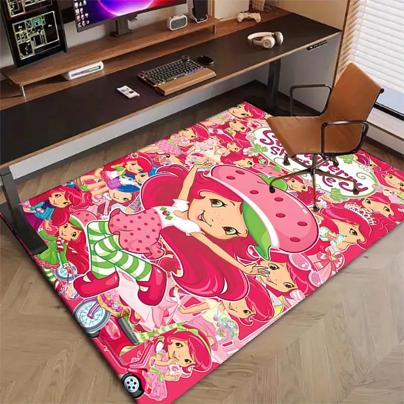 1pc Princess Strawberry (4) Design Printed Area Rug Carpet for Bedroom Living Room Home Decor Rugs Mat Non Slip Mat Rug for Bedside
