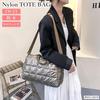 [MT's SHOP] tote bag shoulder ladies A4 lightweight luster quilting Fluffy side pocket Crossbody handbag commute SH400 (champagne gold)