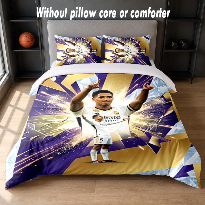 Set Biancheria da Letto Design Jude Bellingham 1 Copripiumino + 2 Federe Morbido Traspirante Biancheria da Letto per la Casa