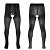 Men's Soft Ice Silk Closed Toe Pantyhose Stretchy Slim Tights Hosiery Stockings Legging Pants Underwear