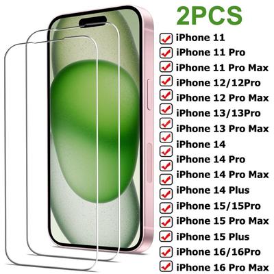 2KS Tvrzené sklo pro iPhone 11 12 13 14 15 16 Pro Max 13 Mini Ochranná fólie na displej pro iPhone 16 15 14 Plus Ochranné sklo