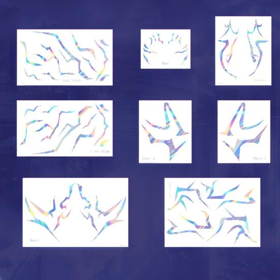 8 ark Anime Tatoveringsklistremerker Svettebestandige Vanntette Midlertidige Tatoveringer Full Dekning Kroppskunst for Cosplay Halloween Cosplay Festtilbehør