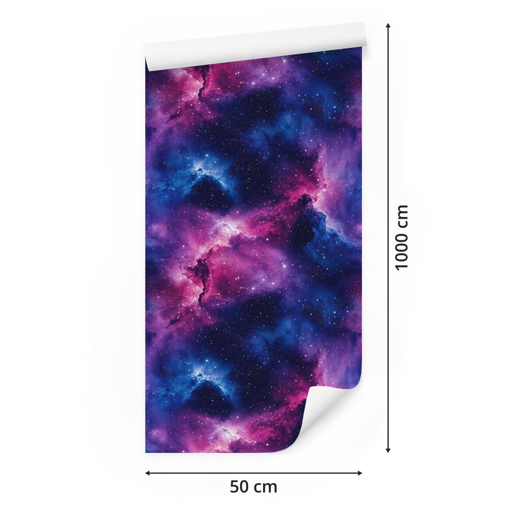 Watercolor Galaxy Wallpaper, Purple and Navy Blue, 50x1000