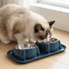 Anti-Overturning Stainless Steel Pet Bowl Oblique Mouth Pet Water Dispenser  Puppy Feeding