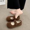 Gentle Wind Mary Jane Mao Mao Shoes Women's 2025 Autumn and Winter New Outer Wear Velcro Simple Plush Casual Single Shoes Tide