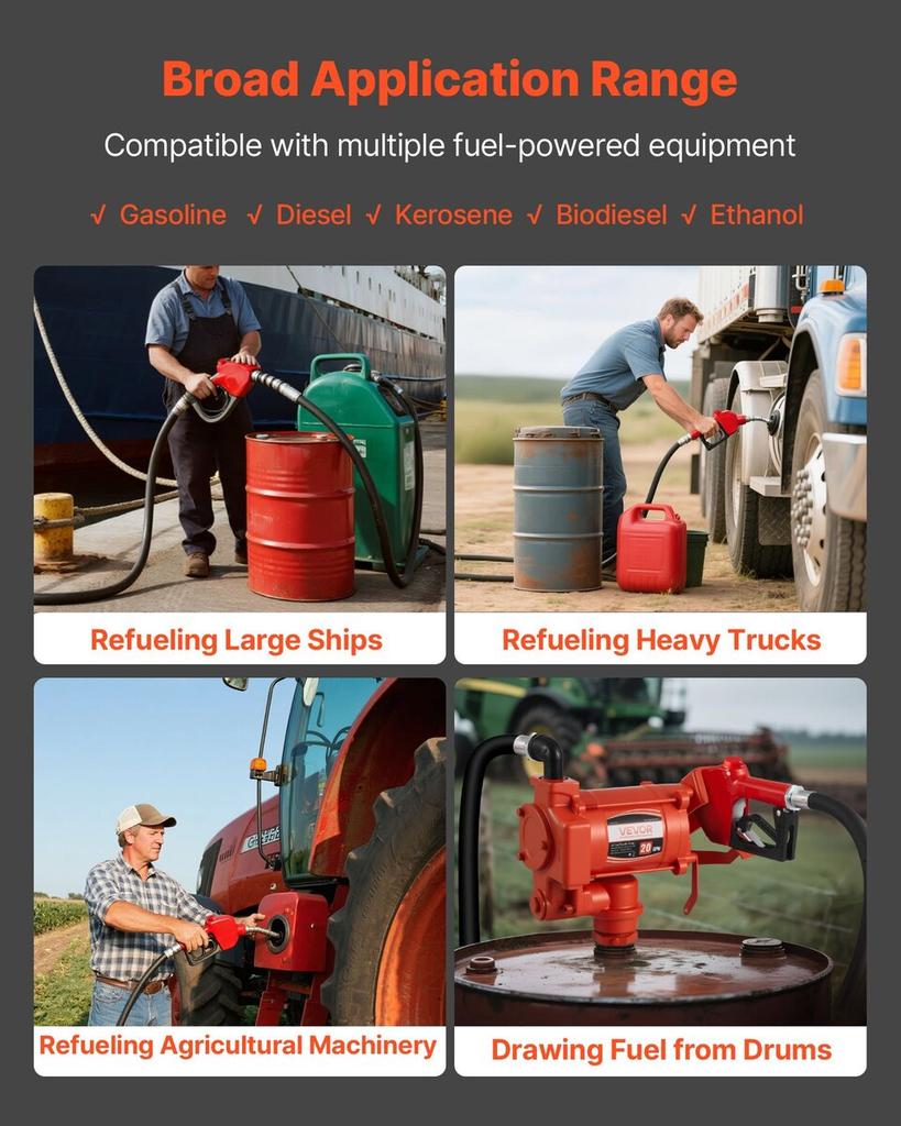 Fuel Transfer Pump 230V, 20 GPM 76 L/min, AC Electric Oil Transfer Pump, with Auto Shut-Off Fuel Nozzle & Discharge Hose, High Flow Kit for Gasoline,