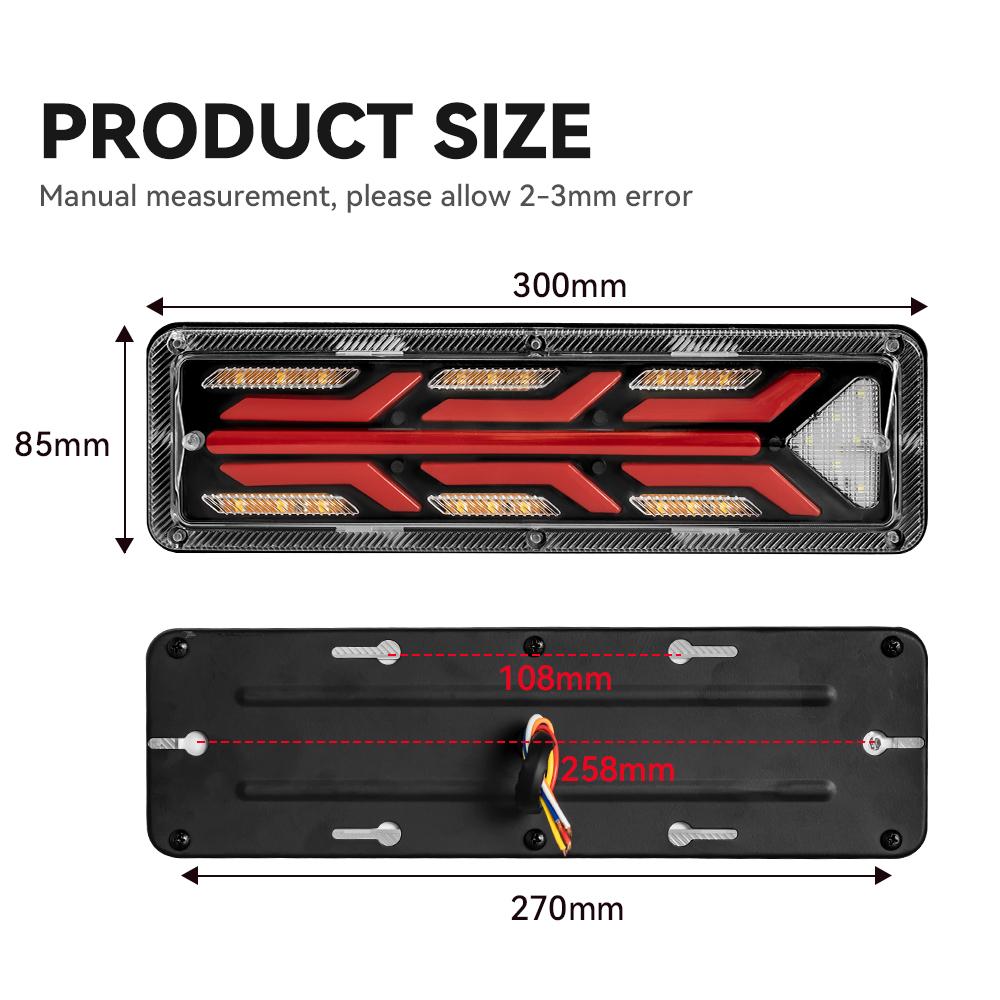 Reverse Signal Lamp LED Rear Brake Light Fishbone Shape Fit for 12V-24V Lorries, Trucks, Trailers ABS Car Truck Tail Light