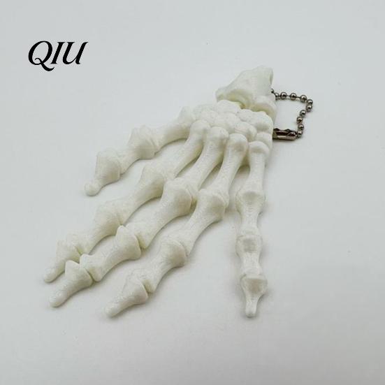 Halloween Skeleton Pendant Hand Keychain, with Hanging Chain 3D Printed Ornament, Movable Dark Trendy Keychain Joint Design Skull Palm