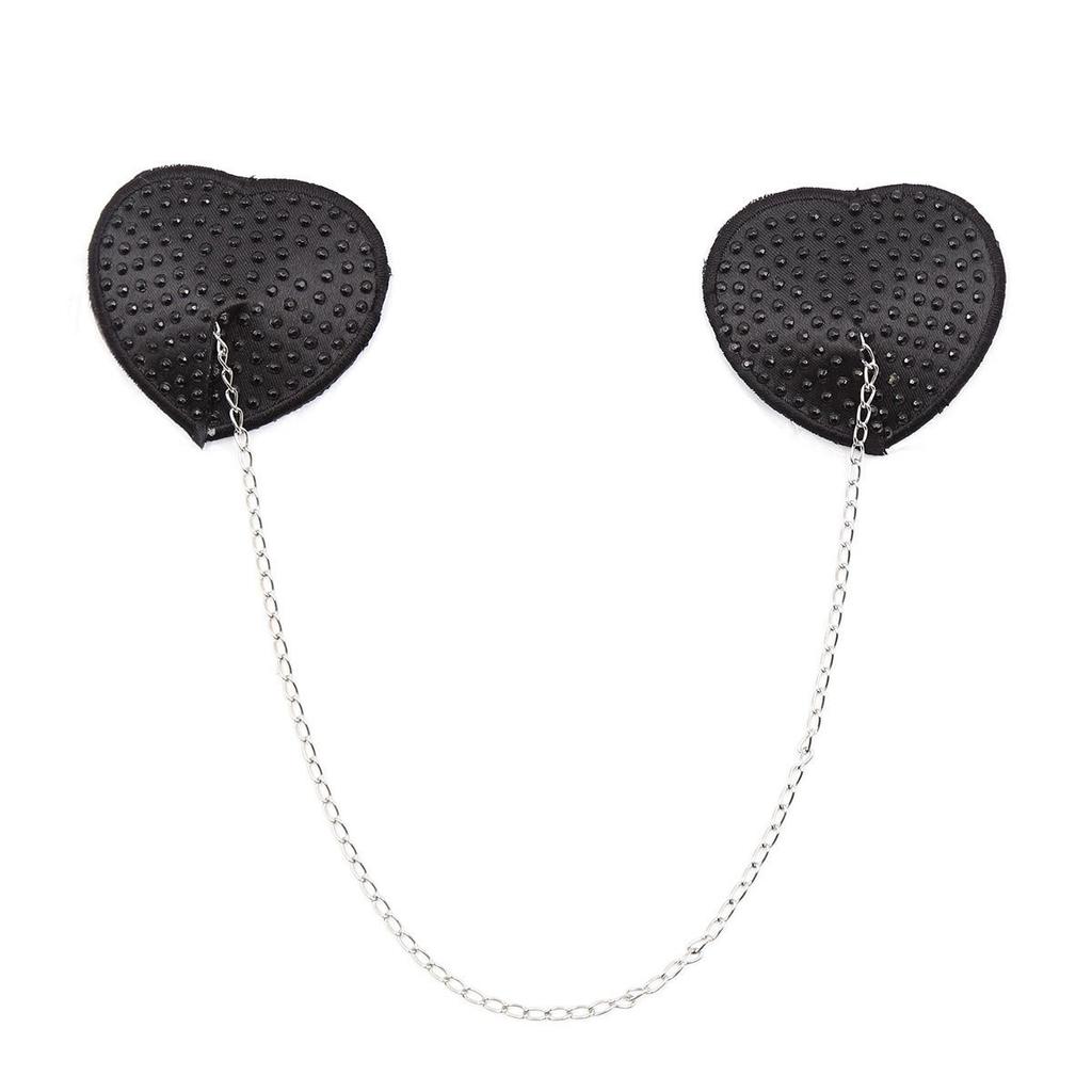 Heart-Shaped Sequin & Star Nipple Pasties with Tassels - Silicone Bra Accessory