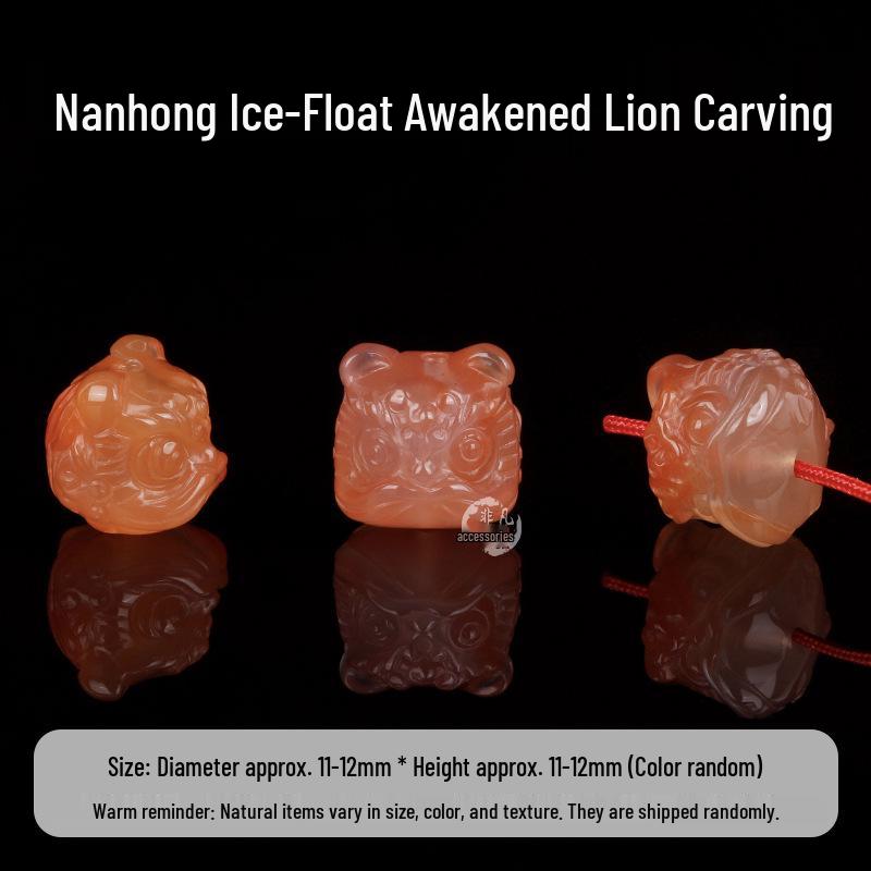 Natural NanHong Ice-Float Vajra Buddhist Beads Bracelet with Star-Moon Bodhi  Waking Lion Charms - DIY Weaving Accessories