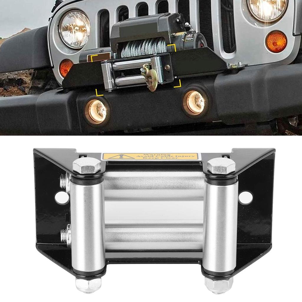 KIMISS Winch Roller Fairlead,Universal 125mm/5" Hole Diameter Side by Side Winch Cable Roller Fairlead Heavy Duty