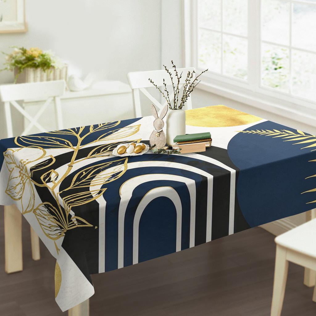 Luxury Floral Pattern Polyester Tablecloth - Stylish Dining Table Cover, Elegant Decoration for Home Dinner Parties