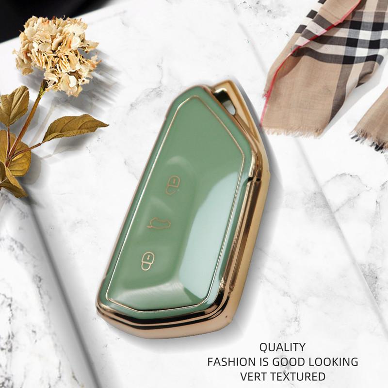 

Роскошный чехол для дистанционного ключа Golden Edge с полным покрытием для Volkswagen VW Golf 8 Mk8 для Skoda Octavia A8 для Seat Leon Car C Only Key Case