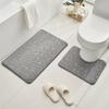 Non-Slip 50*80cm Bath Mat and 50*40cm Toilet Mat Bathroom Rug Set Soft Bath Mat with Cobblestone Pattern Washable Bath Mats