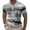 Fashionable and Minimalist Color Blocking Pattern 3D Digital Printing Men's Casual Polo Shirt