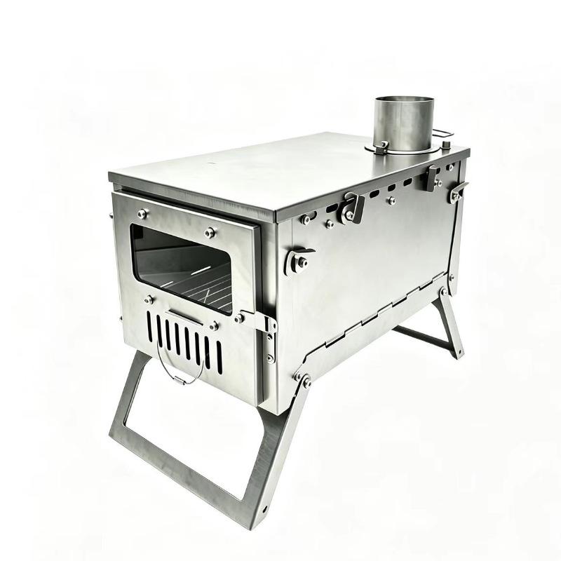Portable Titanium Camping Wood Stove with Visible Heating for Tents