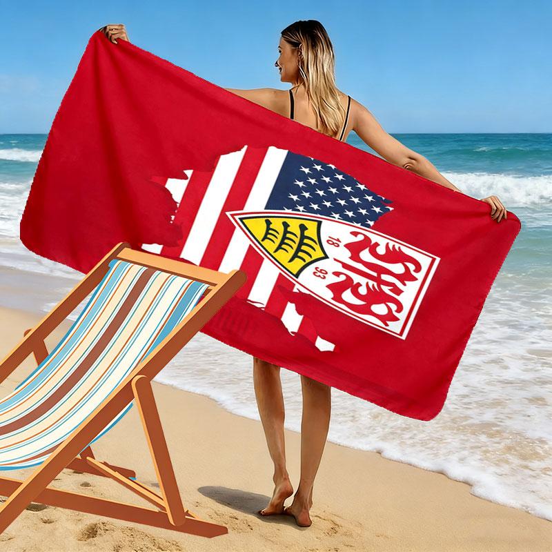 Stuttgart Legend Print Beach Towel, Large Soft Quick Dry Towel for Beach Camping Swimming