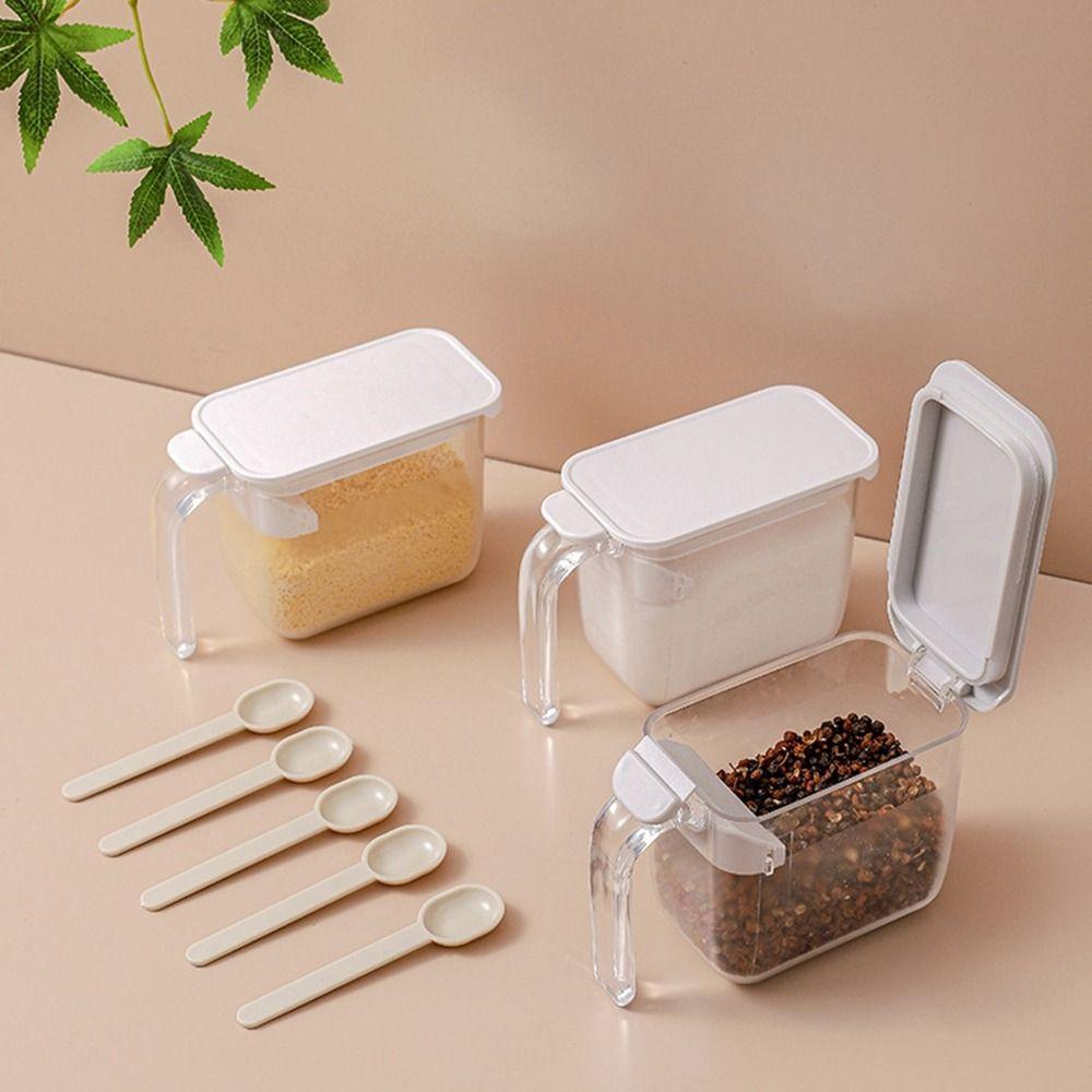 Transparent Seasoning Box Plastic Condiment Storage Container Sealed Seasoning Tank  Household